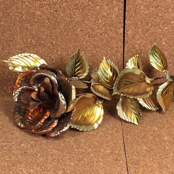 Vitage Copper Brass Rose Wall Decor - Picture 1 of 8